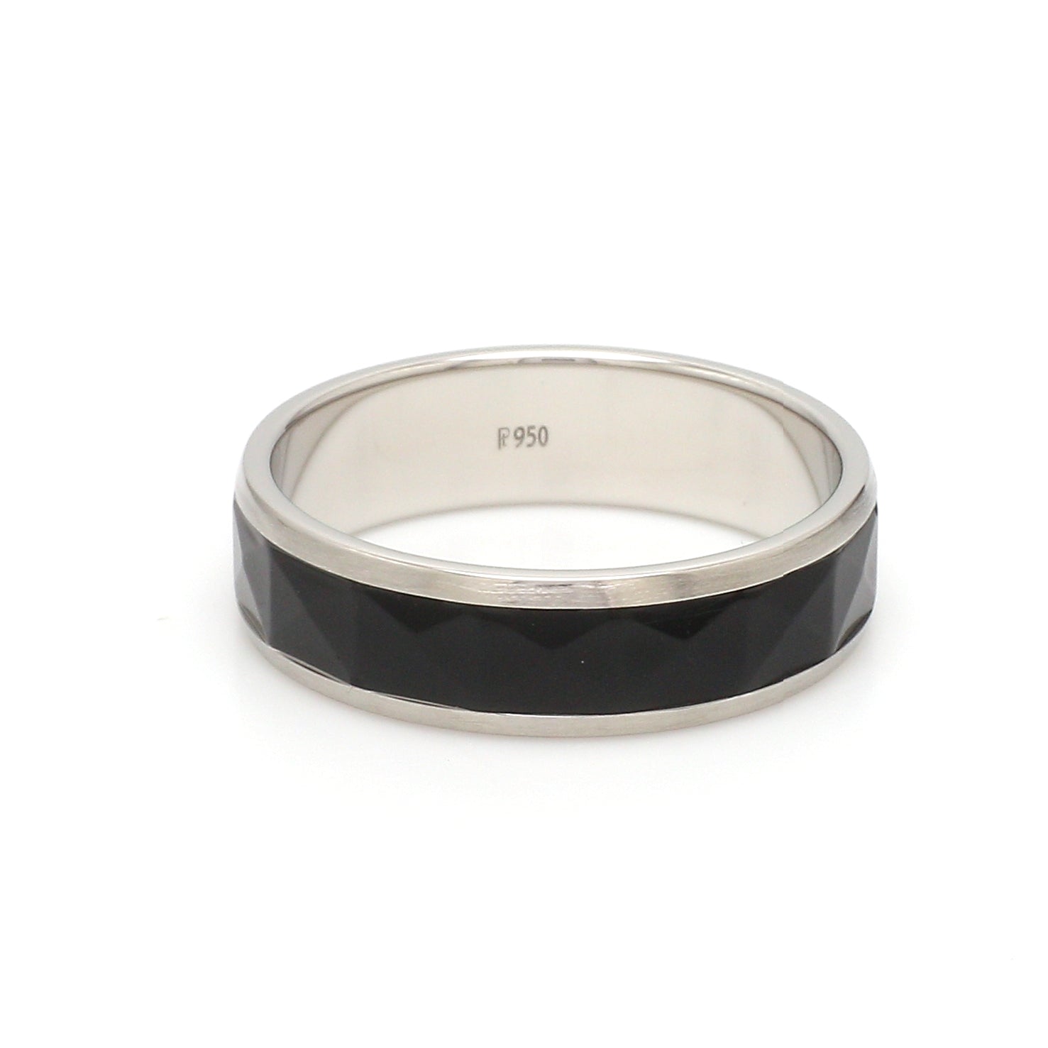 Platinum Couple Unisex Ring with Black Ceramic JL PT 1330   Jewelove