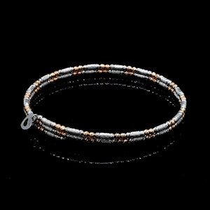 Japanese 2-row Platinum & Rose Gold Bracelet for Women with Diamond Cut Balls JL PTB 1277