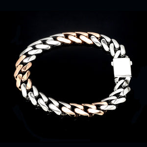 Men of Platinum | 9.5mm Matte & Hi-Polish Rose Gold Bracelet for Men JL PTB 1257