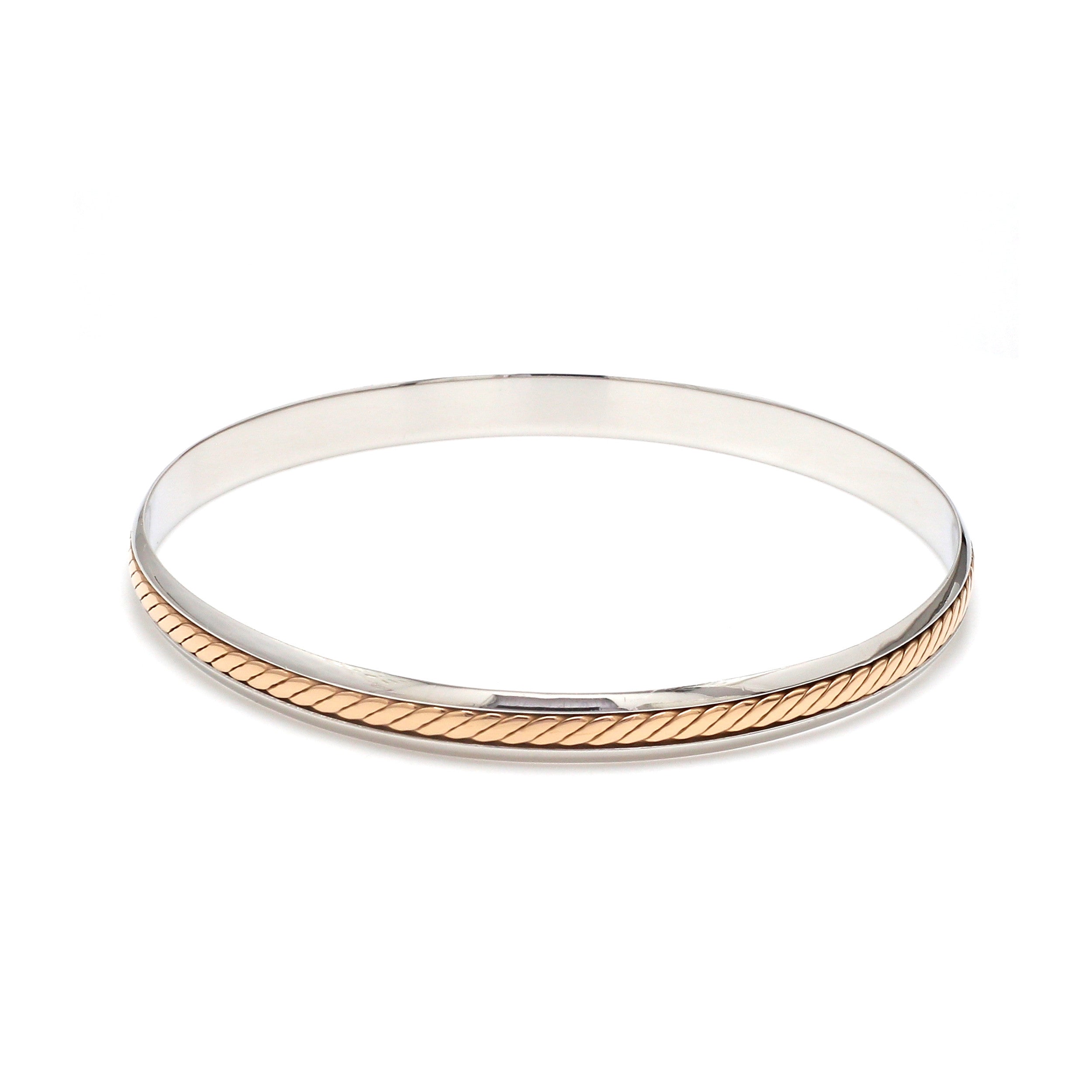 Platinum Bracelet with Center Rose Gold Line for Men JL PTB 1296