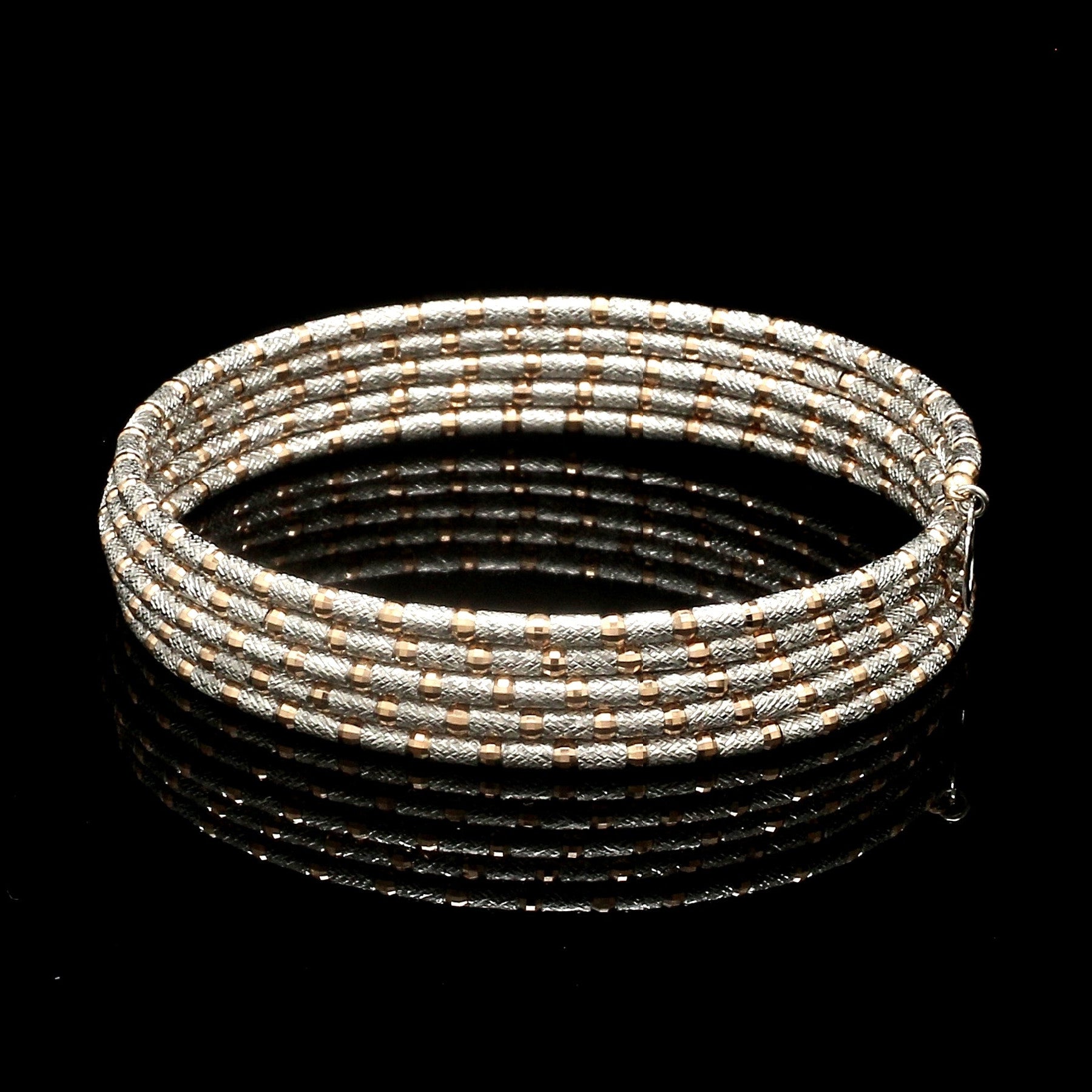 Unique 5-Row Japanese Platinum & Rose Gold Bracelet for Women JL PTB 727