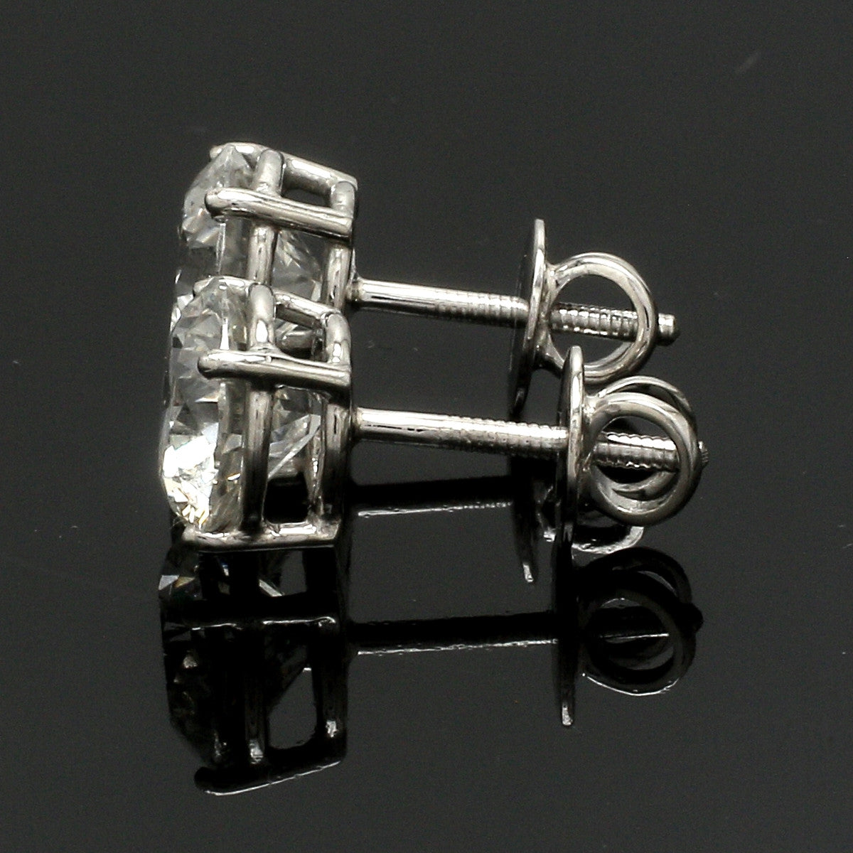 3 Carat Lab Grown Solitaire Diamond Earrings in Platinum SJ PTO E LG-152