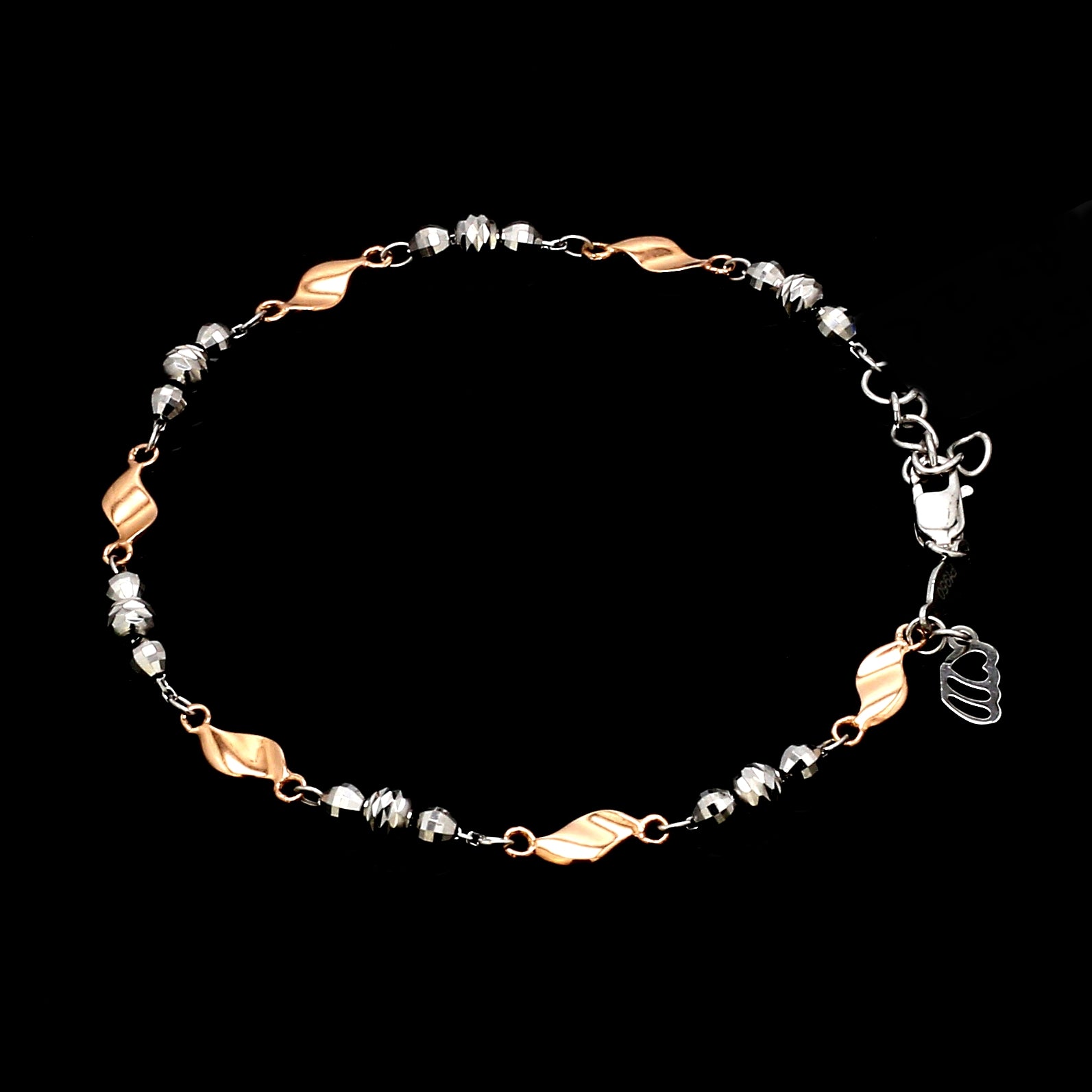 Designer Platinum & Rose gold Bracelet with Diamond Cut Balls JL PTB 1214   Jewelove.US