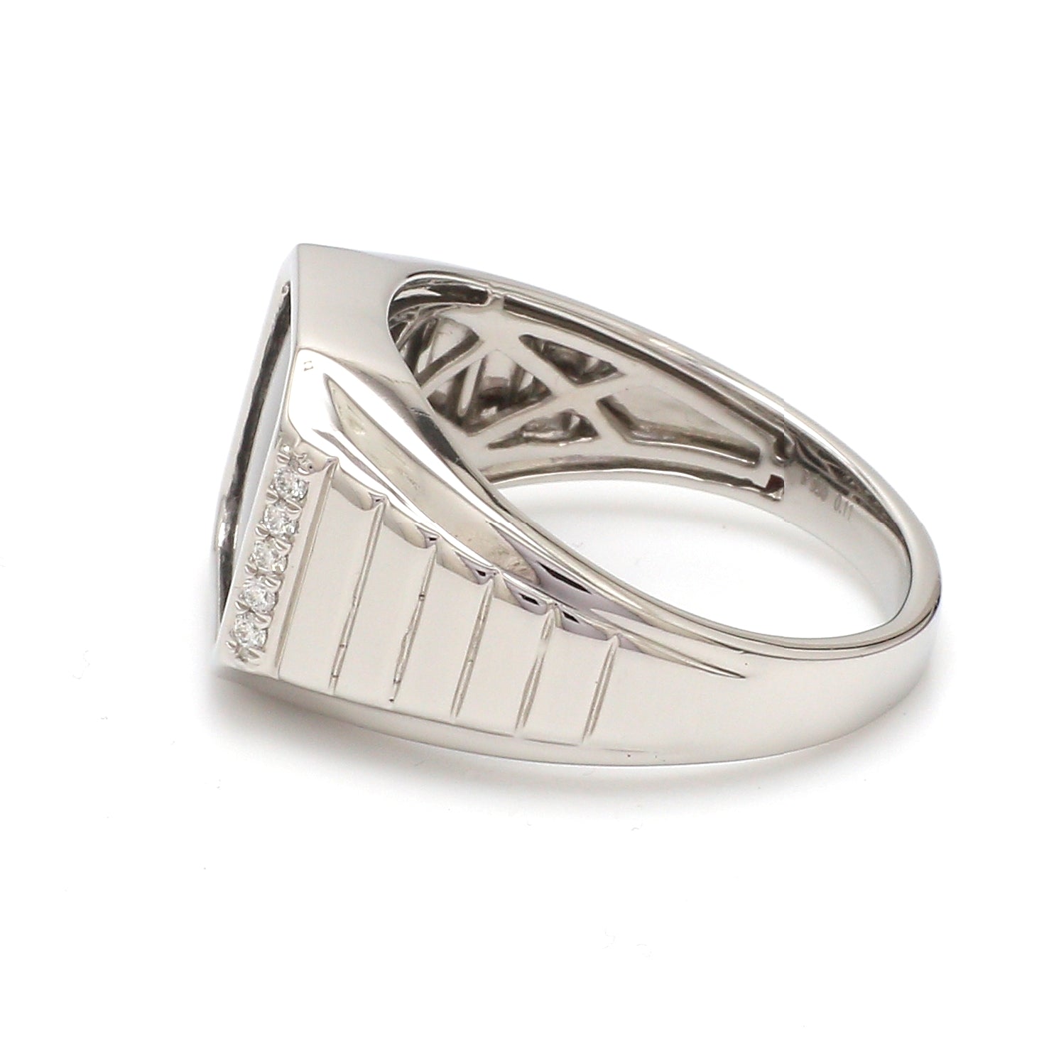 Men of Platinum | Square Black Enamel with Diamond Ring for Men JL PT 1359