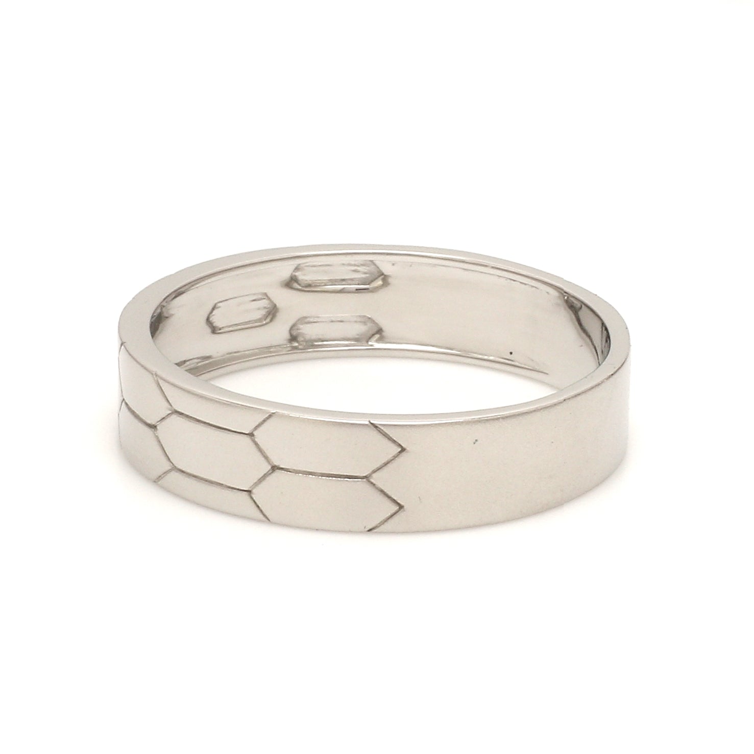 Hexagonal Textured Platinum Love Bands JL PT 422