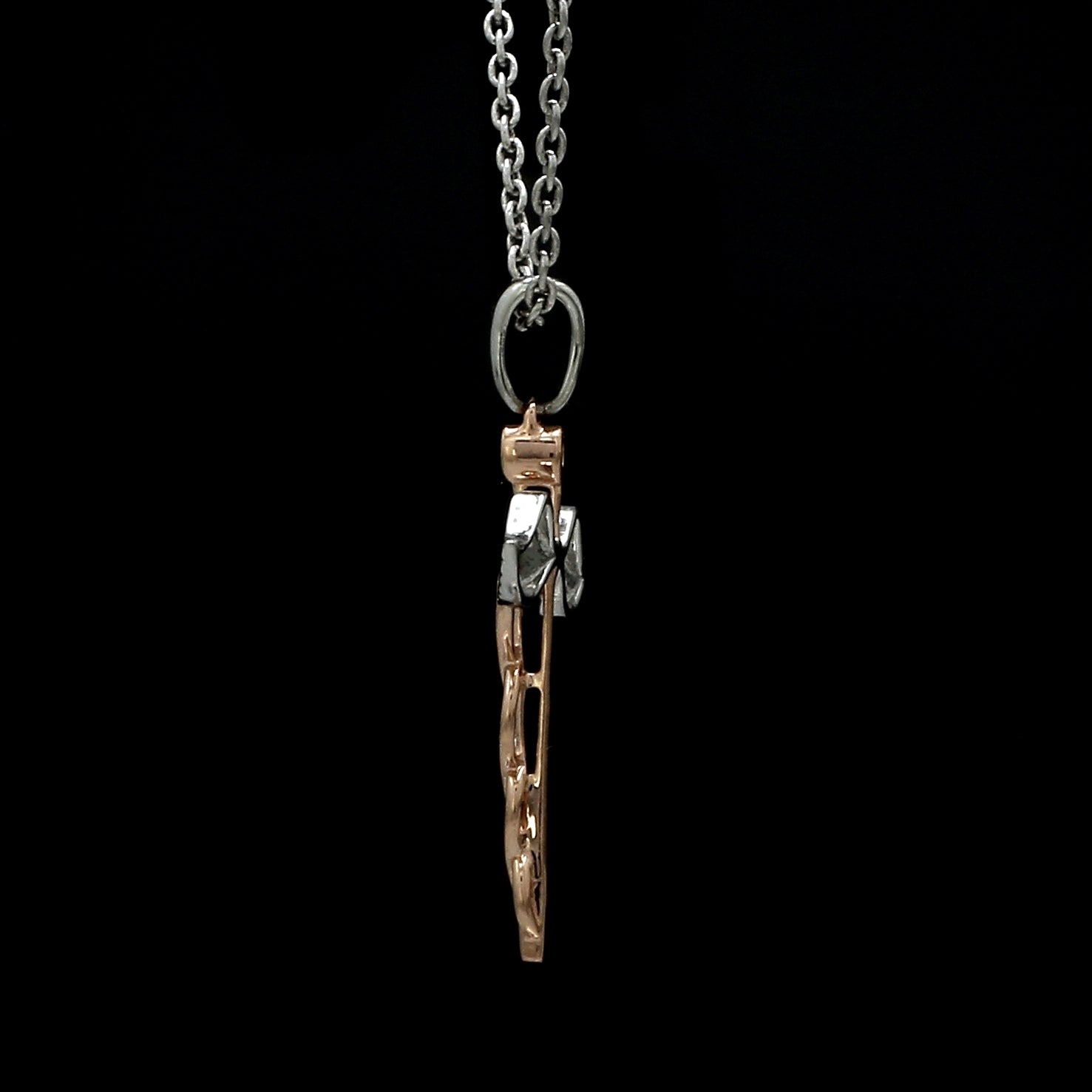 Platinum Rose Gold Caduceus Pendant for Doctors with Wings JL PT P 319-A