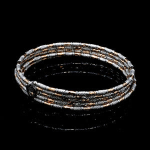 Japanese 5-row Platinum & Rose Gold Bracelet for Women with Diamond Cut Balls JL PTB 1273