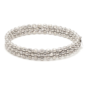 Dazzling Shiny 3-row Japanese Platinum Bracelet for Women with Diamond Cut Balls JL PTB 721