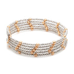 Load image into Gallery viewer, Japanese 5-row Platinum &amp; Rose Gold Bracelet for Women with Diamond Cut Balls JL PTB 1272
