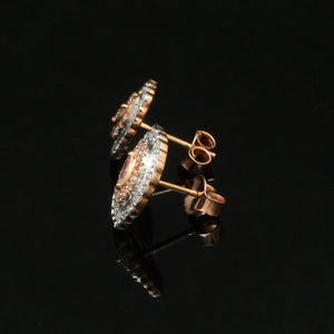 18K Rose Gold Pink Marquise Diamond Earrings with Light Pink & White Round Diamond JL AU PD 105