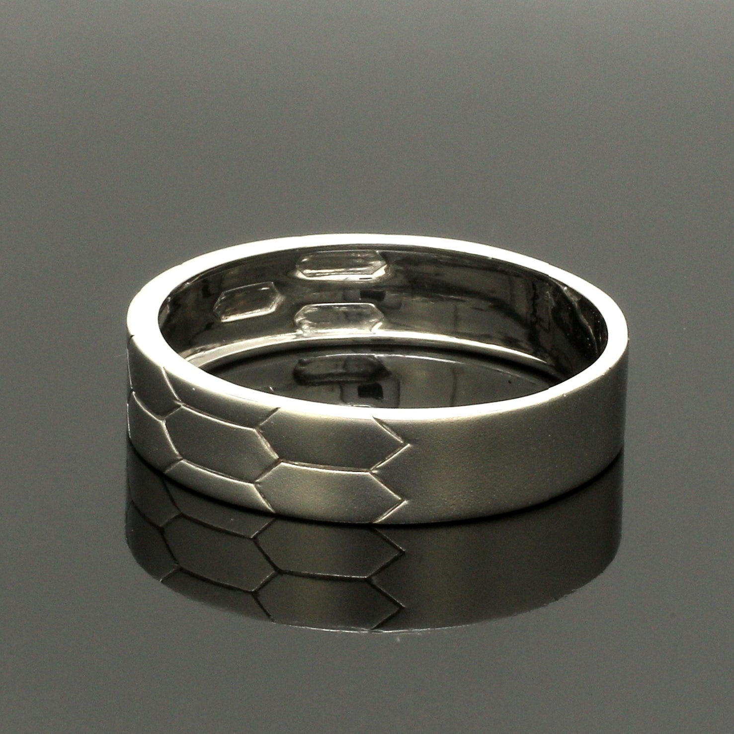 Hexagonal Textured Platinum Love Bands JL PT 422