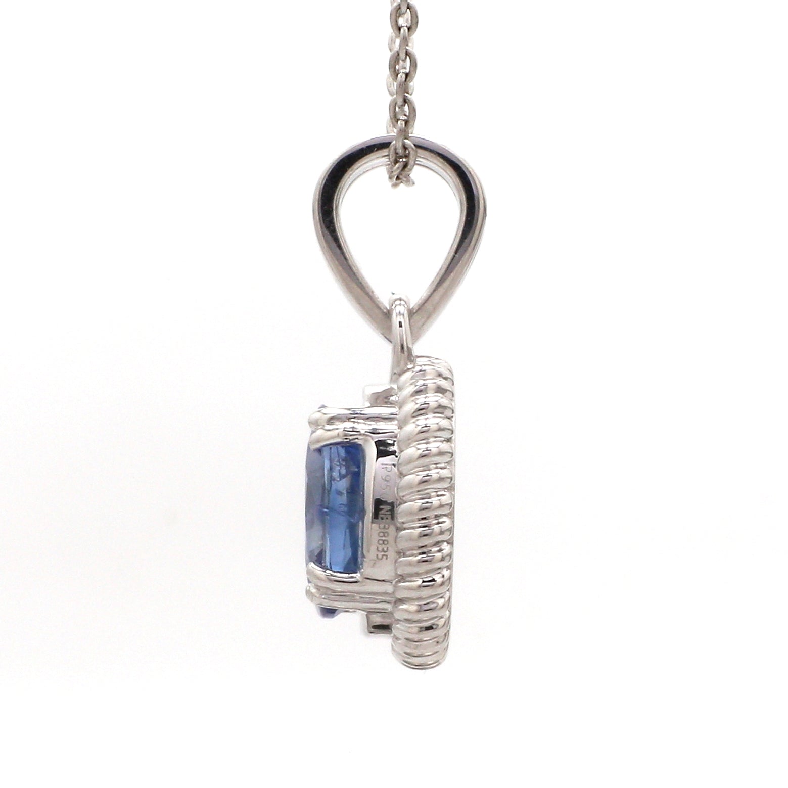 Designer Platinum Pendant with Blue Sapphire JL PT P 321   Jewelove.US