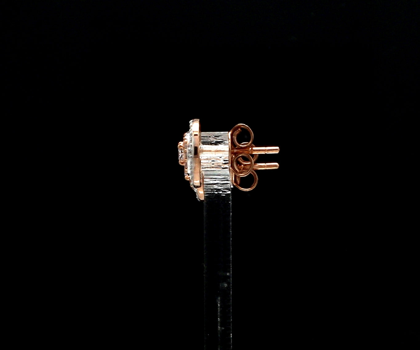 18K Rose Gold Cushion Earrings with Pink Cushion Cut & White Round Diamond JL AU PD 104