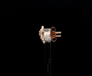 18K Rose Gold Cushion Earrings with Pink Cushion Cut & White Round Diamond JL AU PD 104