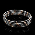 Load image into Gallery viewer, Japanese 5-row Platinum &amp; Rose Gold Bracelet for Women with Diamond Cut Balls JL PTB 1272

