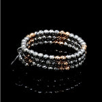 Load image into Gallery viewer, Japanese 3 Row Flexible Platinum Rose Gold Fusion Ring with Diamond Cutting JL PT 1375
