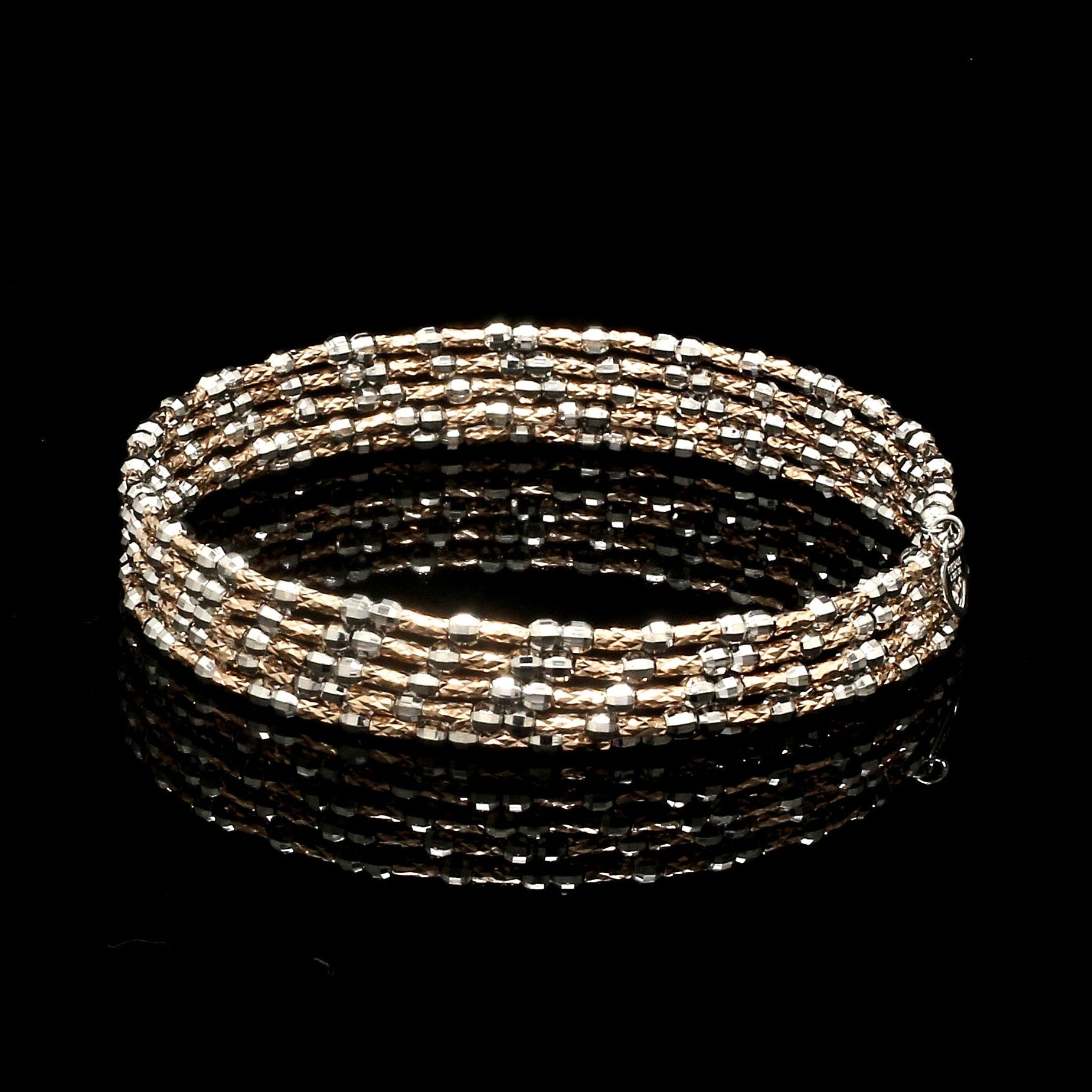 Unique 5-Row Japanese Platinum & Rose Gold Bracelet for Women JL PTB 775