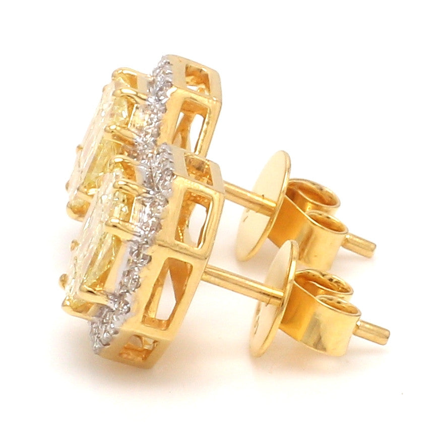 18K Yellow Gold Earrings with Natural Fancy Yellow & White Diamonds JL AU E 103