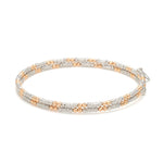 Load image into Gallery viewer, Japanese 2-row Platinum &amp; Rose Gold Bracelet for Women with Diamond Cut Balls JL PTB 1226
