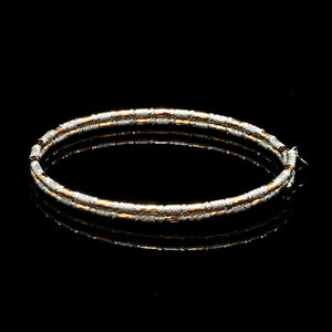 Japanese 2-row Platinum & Rose Gold Bracelet for Women with Diamond Cut Balls JL PTB 1227