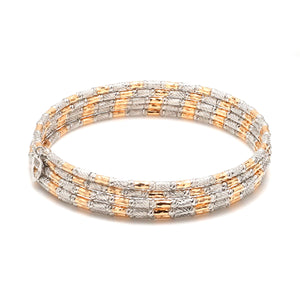 Japanese 5-row Platinum & Rose Gold Bracelet for Women with Diamond Cut Balls JL PTB 1273