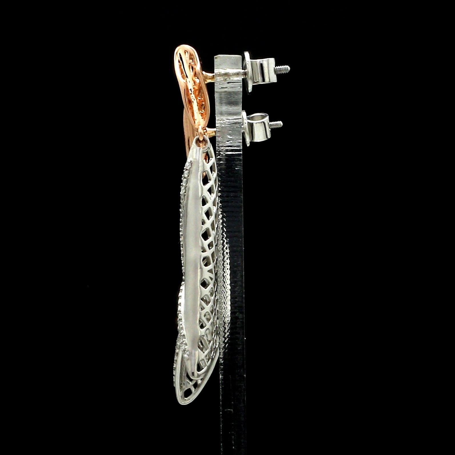Evara Platinum Rose Gold Diamonds Earrings for Women JL PT E 311   Jewelove.US