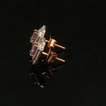 Load image into Gallery viewer, 18K Rose Gold Pink Emerald Cut Diamond Earrings with Light Pink &amp; White Round Diamond JL AU PD 106
