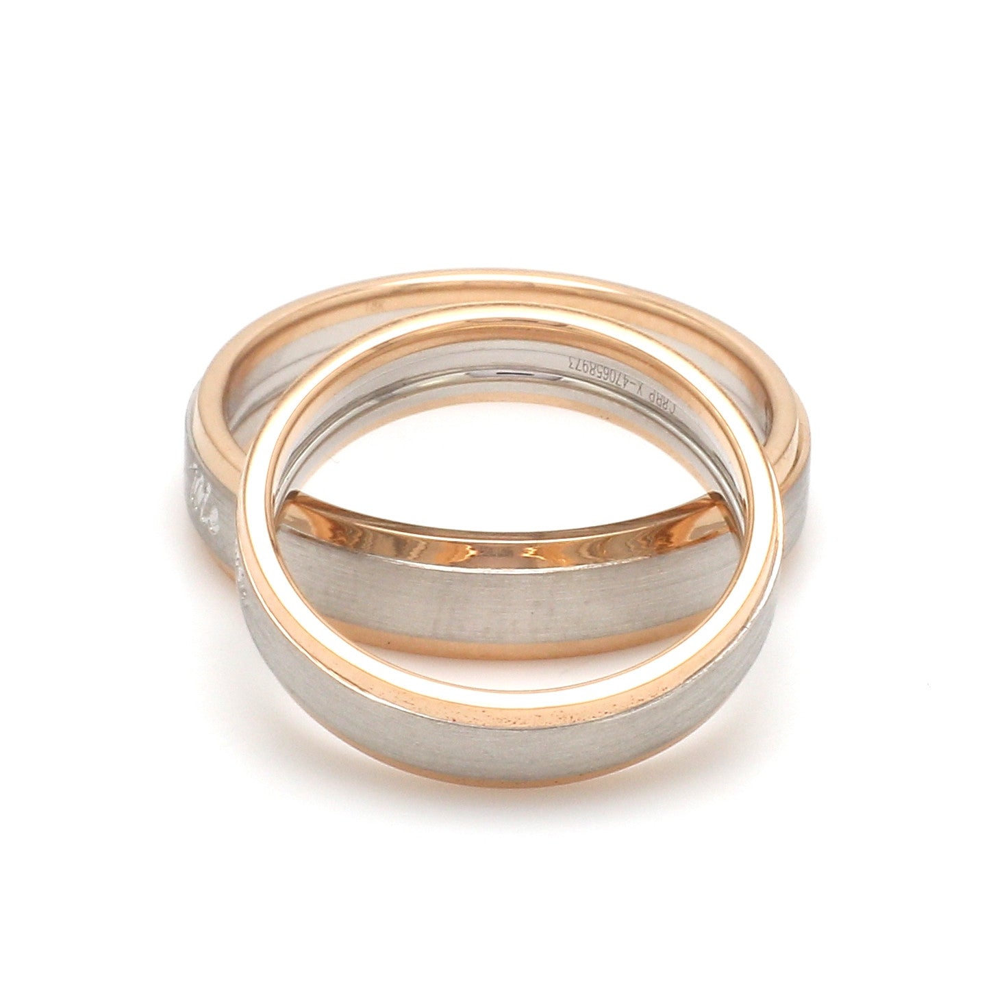 Engraved Platinum Love Bands with Rose Gold You & Me Ring JL PT 1404