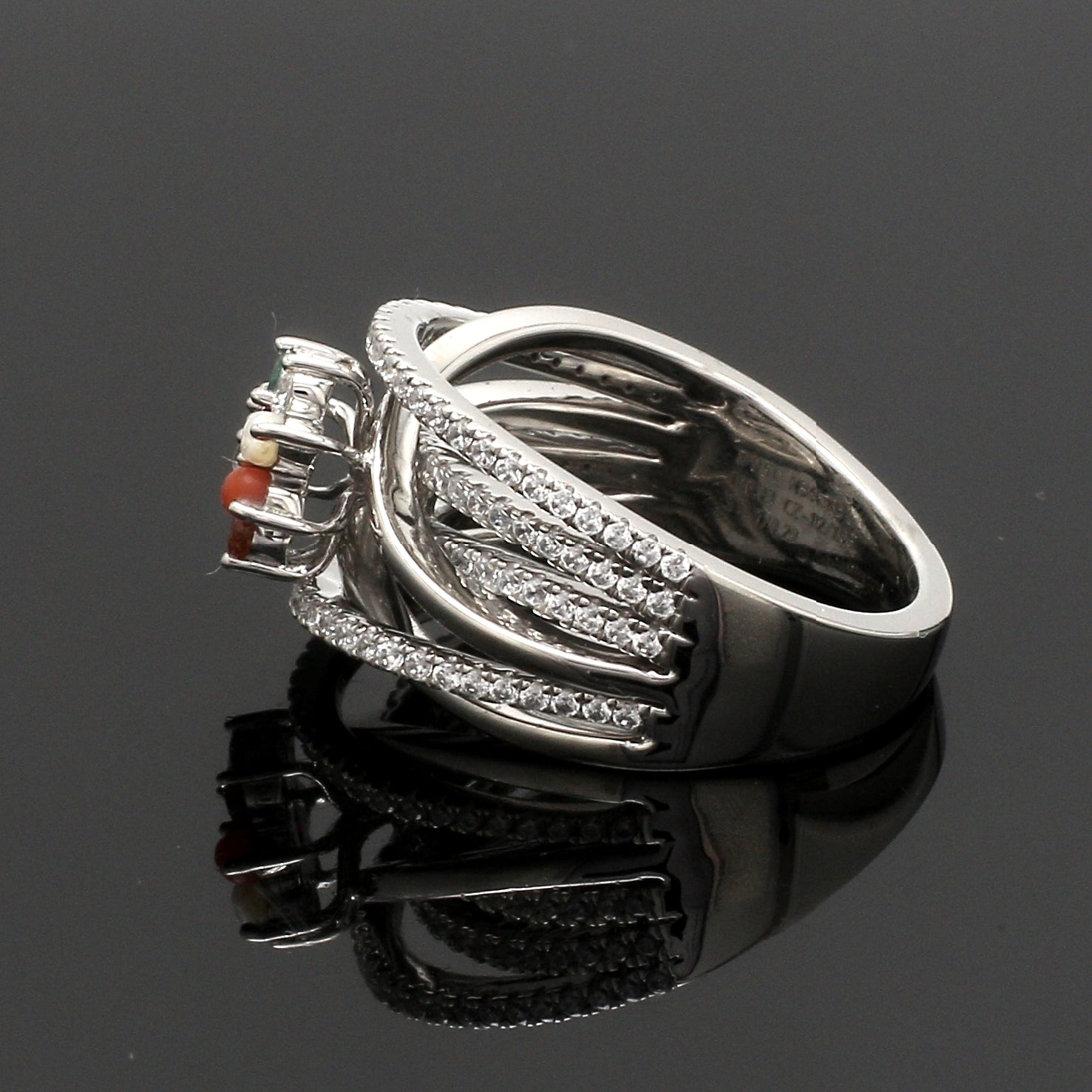 Ruby Navratan Platinum Ring with Diamond JL PT 1356   Jewelove.US