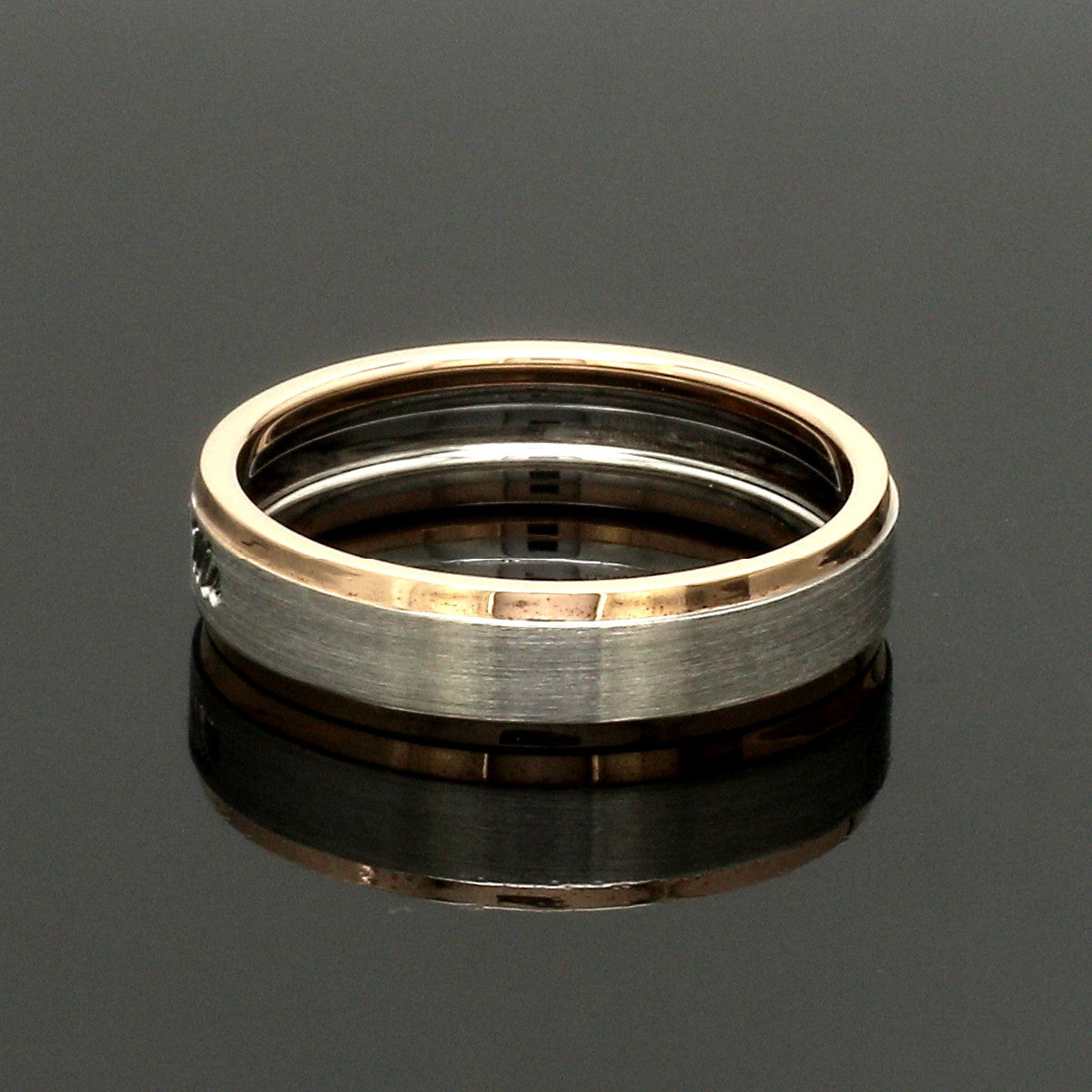Engraved Platinum Love Bands with Rose Gold You & Me Ring JL PT 1404