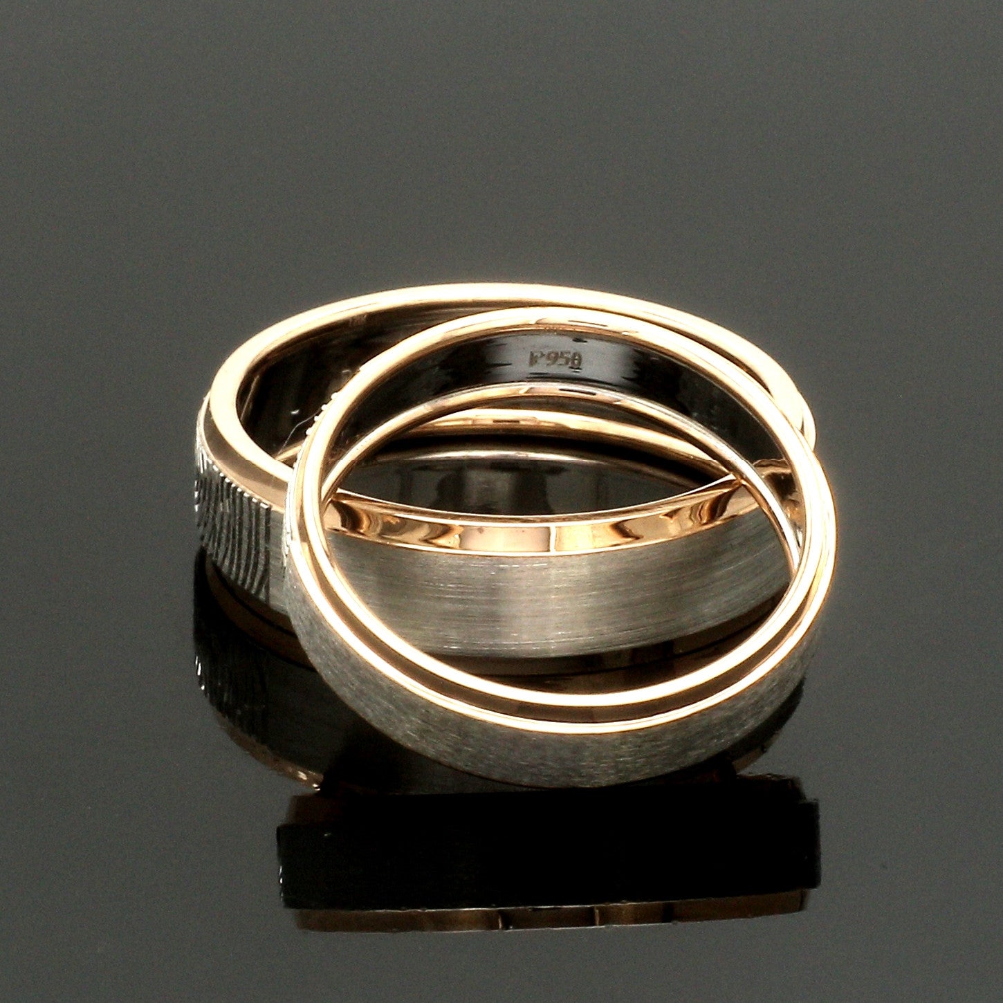 Platinum Love Bands with Rose Gold Ring JL PT 1408