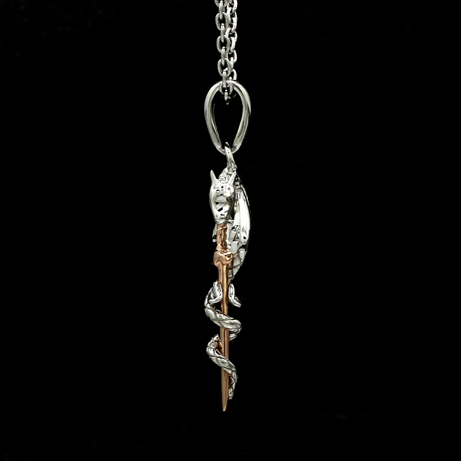 Platinum Rose Gold Dragon Unisex Pendant  JL PT P 361