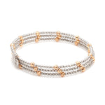 Load image into Gallery viewer, Japanese 3-row Platinum &amp; Rose Gold Bracelet for Women with Diamond Cut Balls JL PTB 1261
