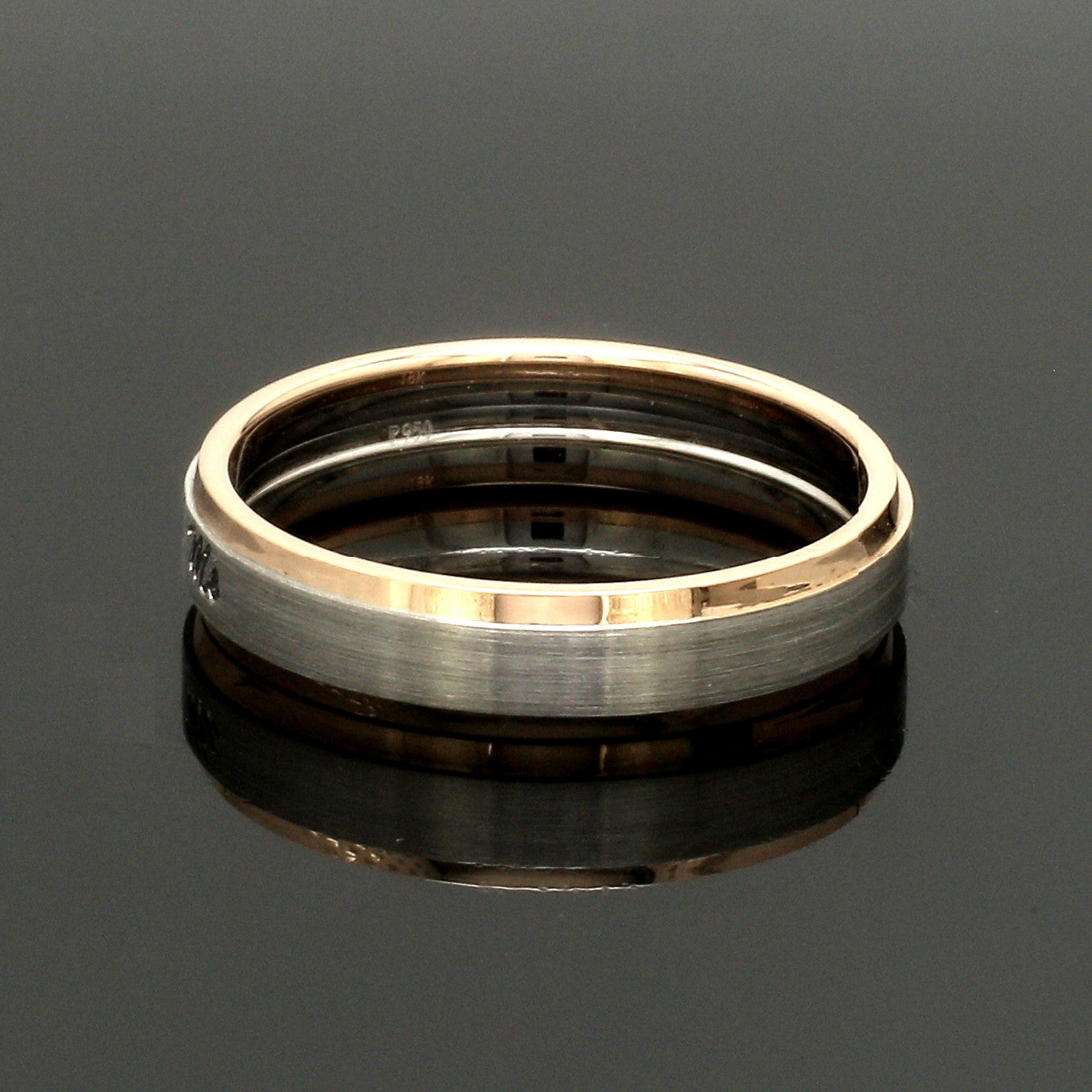 Engraved Platinum Love Bands with Rose Gold You & Me Ring JL PT 1404