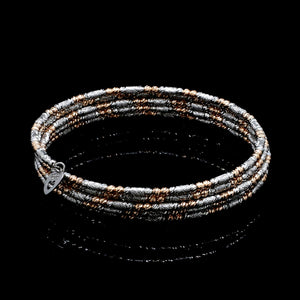 Japanese 5-row Platinum & Rose Gold Bracelet for Women with Diamond Cut Balls JL PTB 1275