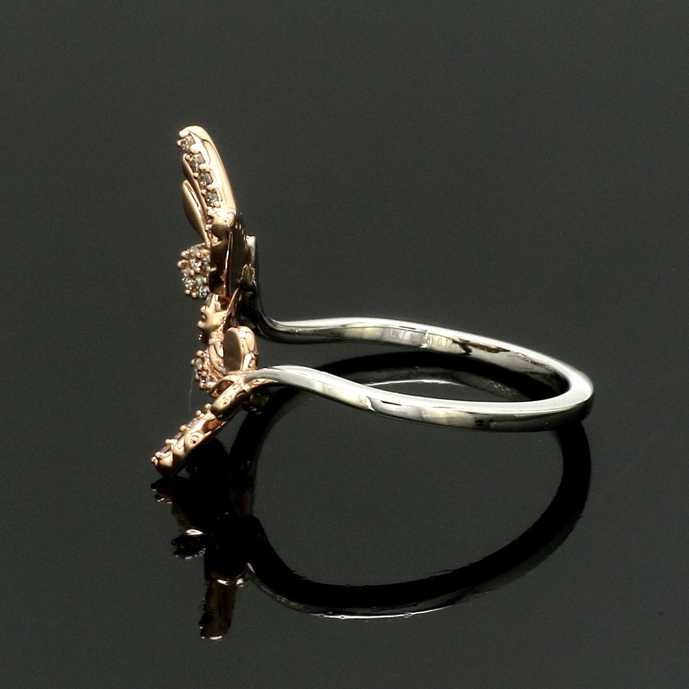 Evara Platinum Rose Gold Diamond Butterfly Ring for Women JL PT 1410