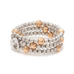 Load image into Gallery viewer, Japanese 3 Row Flexible Platinum Rose Gold Fusion Ring with Diamond Cutting JL PT 1377
