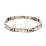 Load image into Gallery viewer, 7mm Platinum &amp; 18K Rose Gold Bracelet with Black Stone for Men JL PTB 1324
