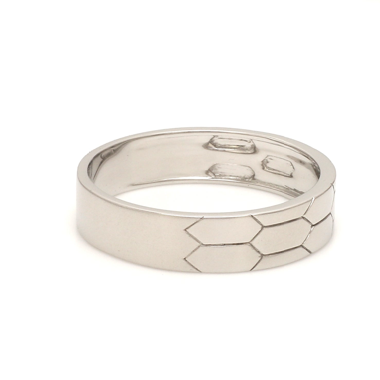 Hexagonal Textured Platinum Love Bands JL PT 422