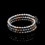 Load image into Gallery viewer, Japanese 3 Row Flexible Platinum Rose Gold Fusion Ring with Diamond Cutting JL PT 1375
