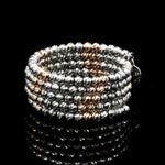 Load image into Gallery viewer, Japanese 5 Row Flexible Platinum Rose Gold Fusion Ring with Diamond Cutting JL PT 1374
