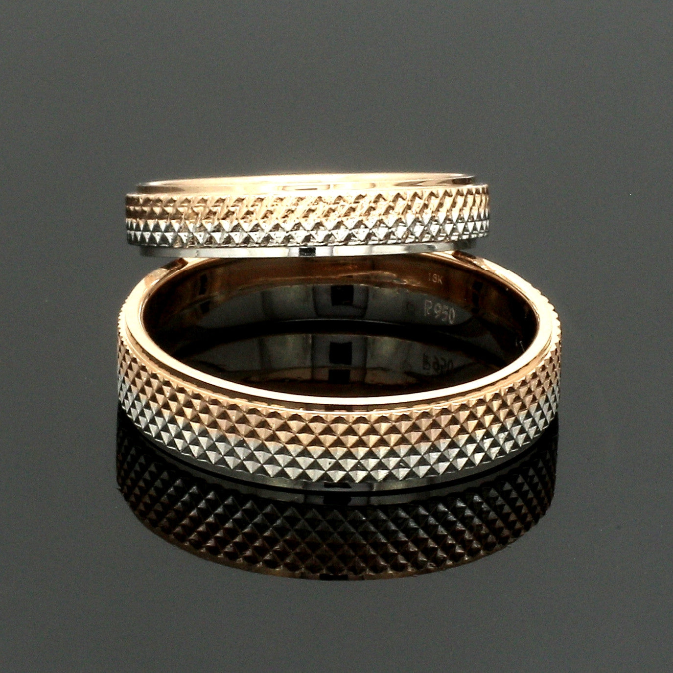 Platinum Love Bands with Rose Gold Ring JL PT 1406
