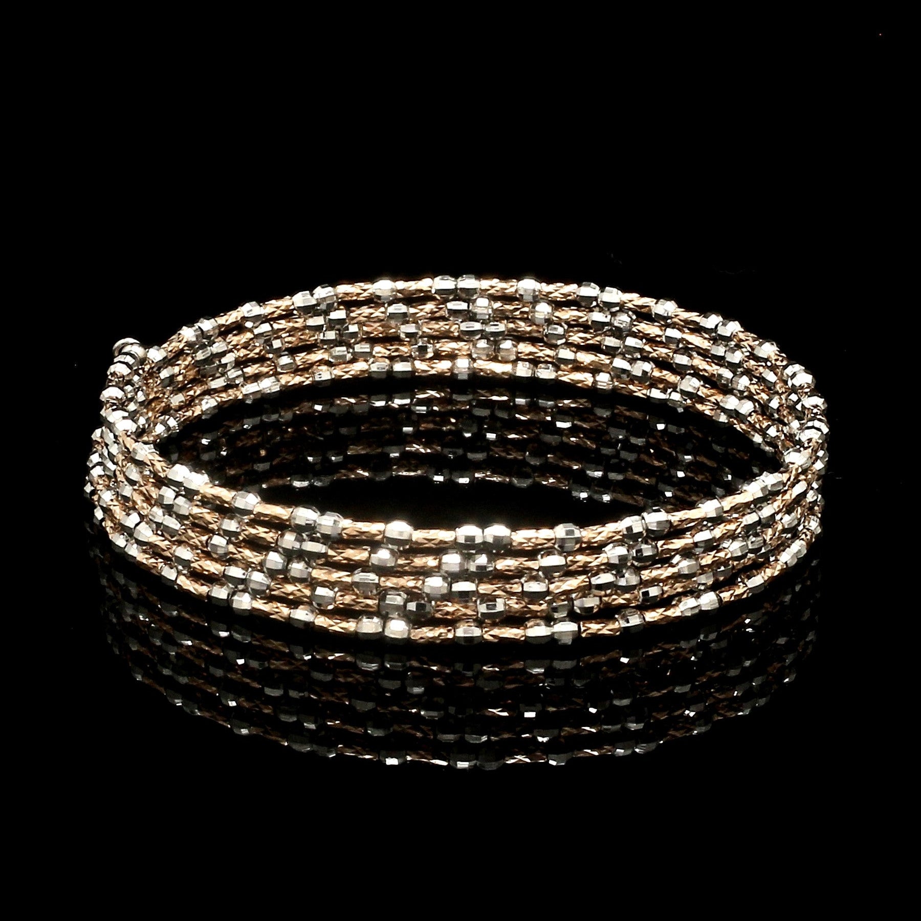 Unique 5-Row Japanese Platinum & Rose Gold Bracelet for Women JL PTB 775