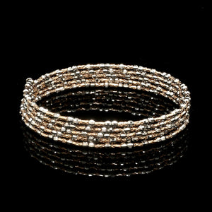 Unique 5-Row Japanese Platinum & Rose Gold Bracelet for Women JL PTB 775