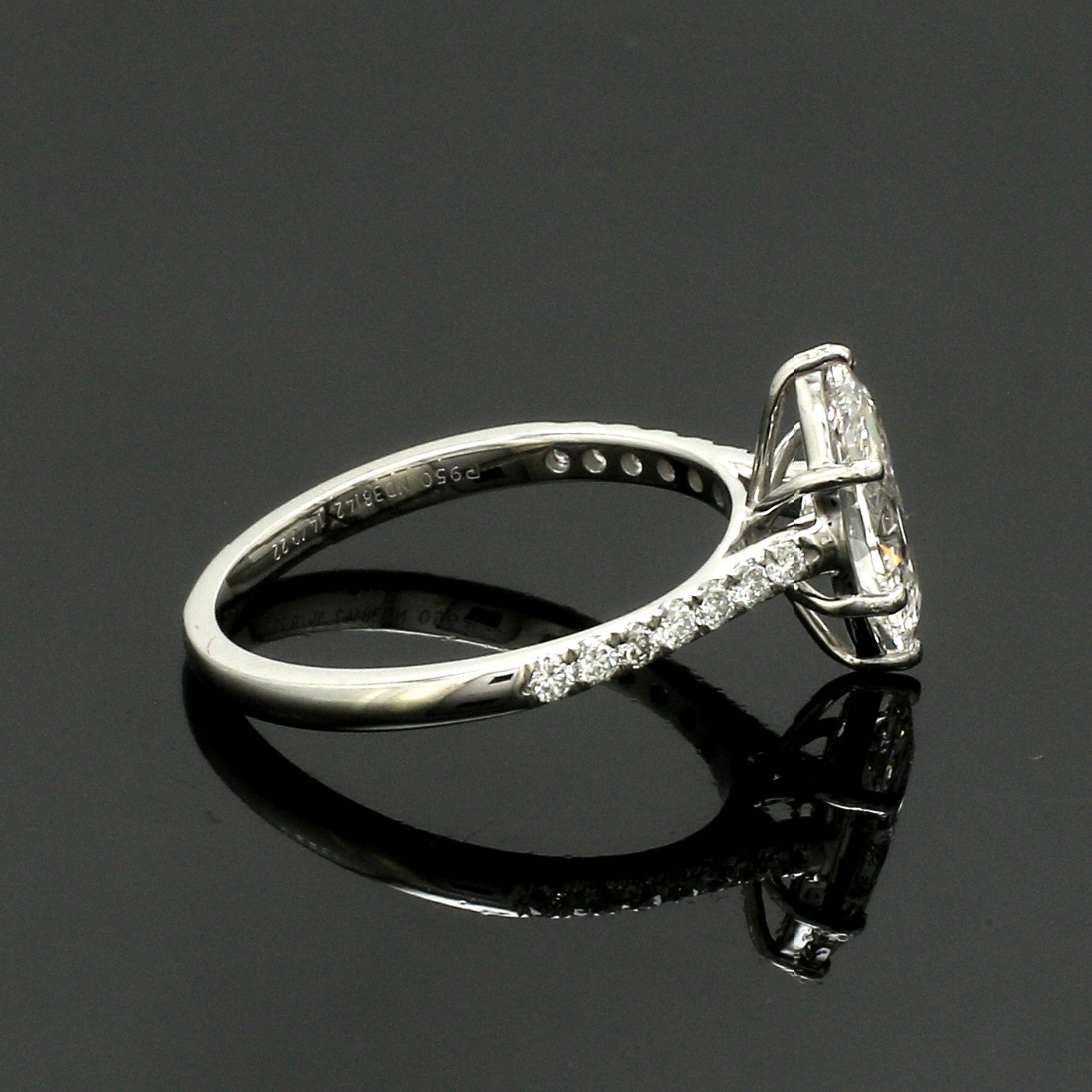 Marquise Cut Solitaire Diamond Shank Platinum Lab Grown Diamond Ring JL PT 19019-LGD