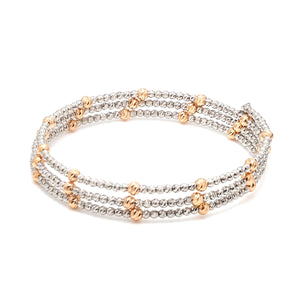 Japanese 3-row Platinum & Rose Gold Bracelet for Women with Diamond Cut Balls JL PTB 1261