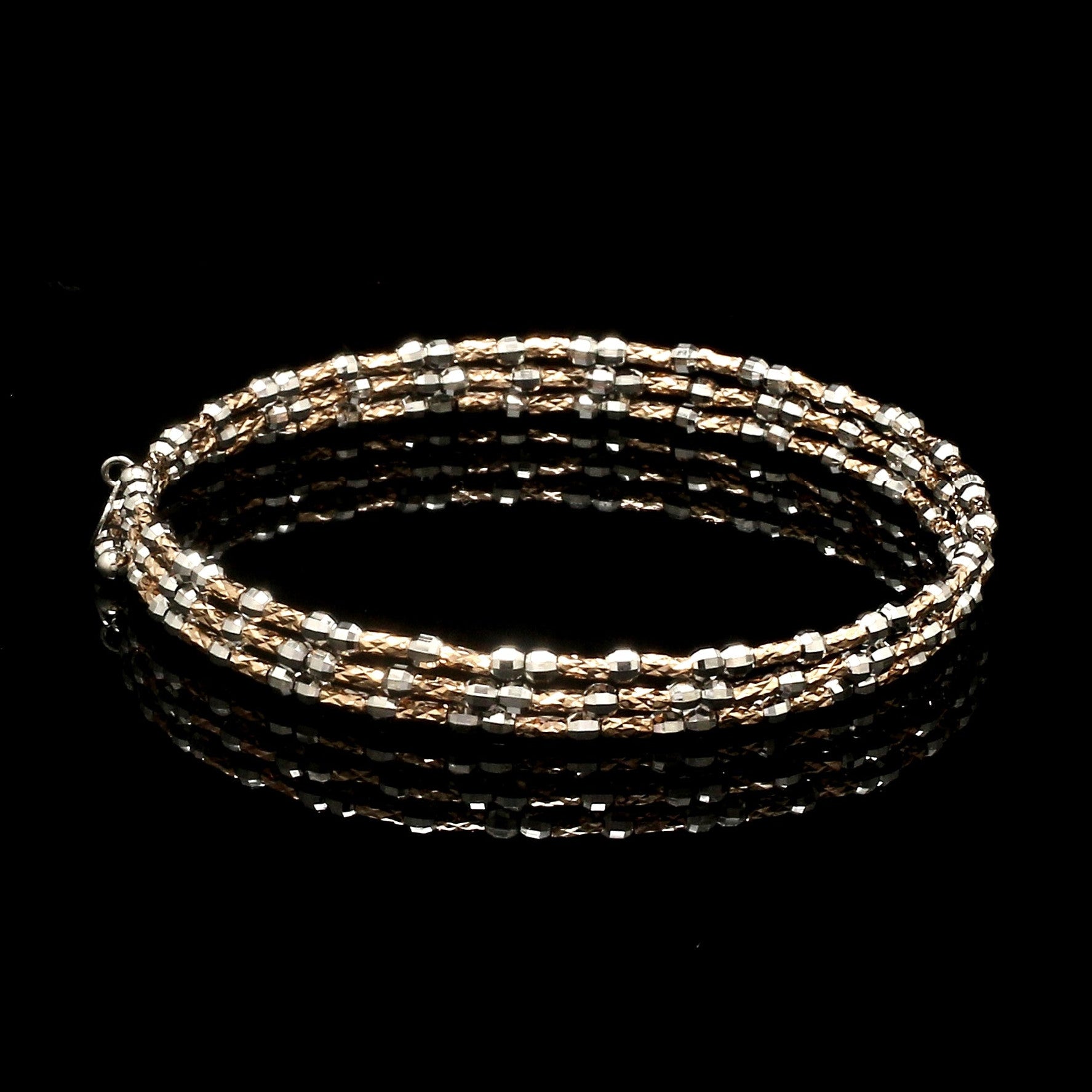 Unique 3-Row Japanese Platinum & Rose Gold Bracelet for Women JL PTB 773