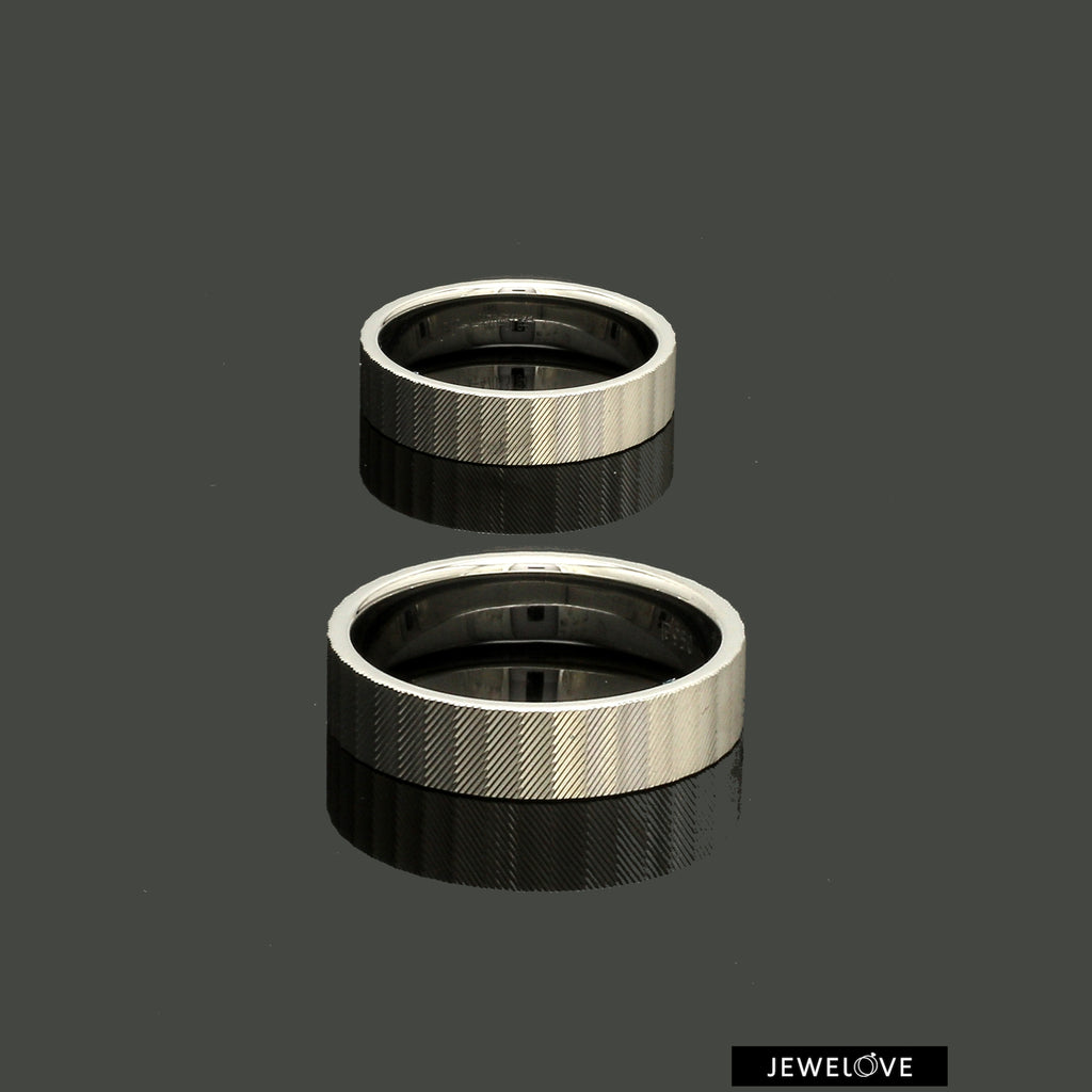 Platinum Unisex Couple Rings with Unique Texture JL PT 1333  Both Jewelove.US