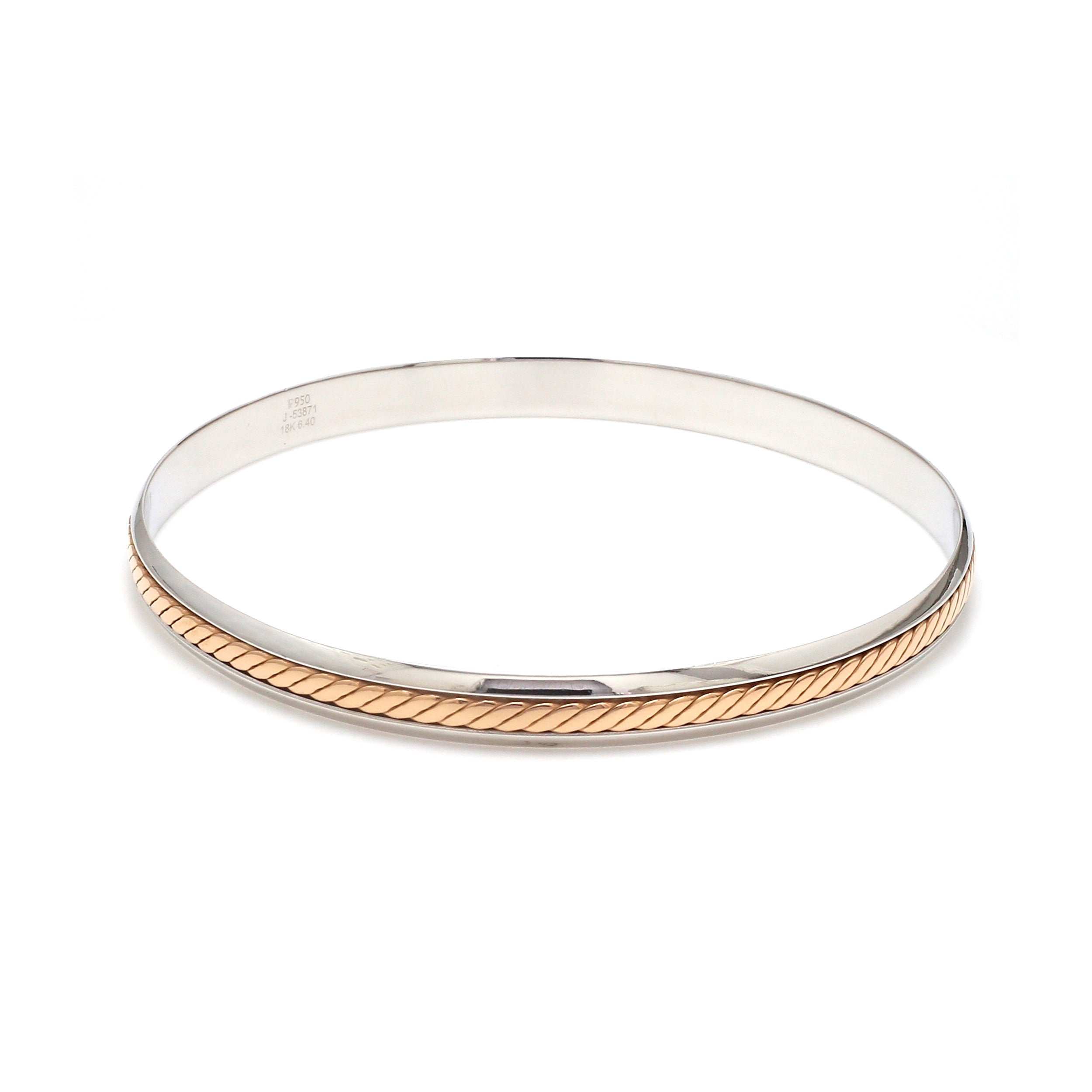Platinum Bracelet with Center Rose Gold Line for Men JL PTB 1296