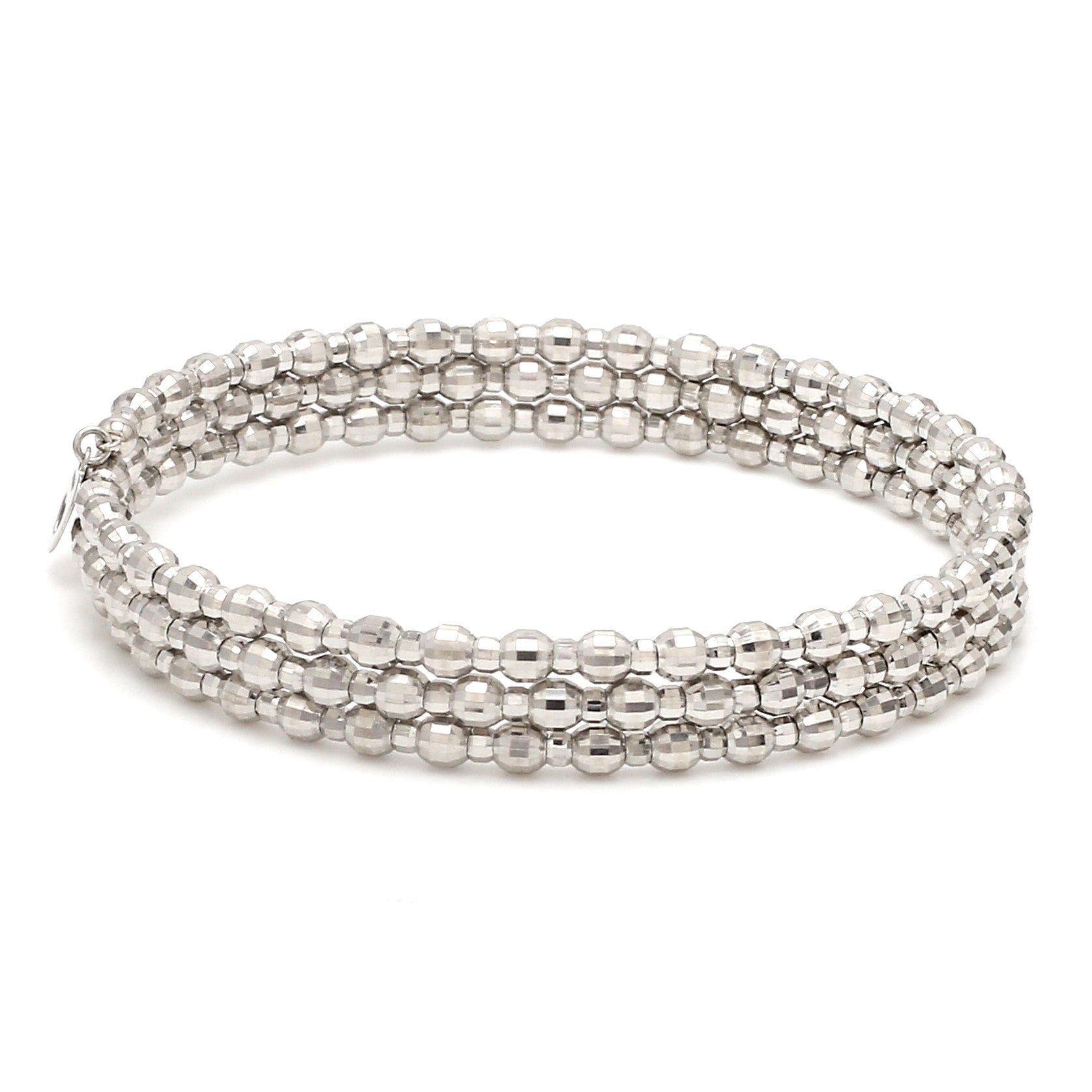 Dazzling Shiny 3-row Japanese Platinum Bracelet for Women with Diamond Cut Balls JL PTB 721